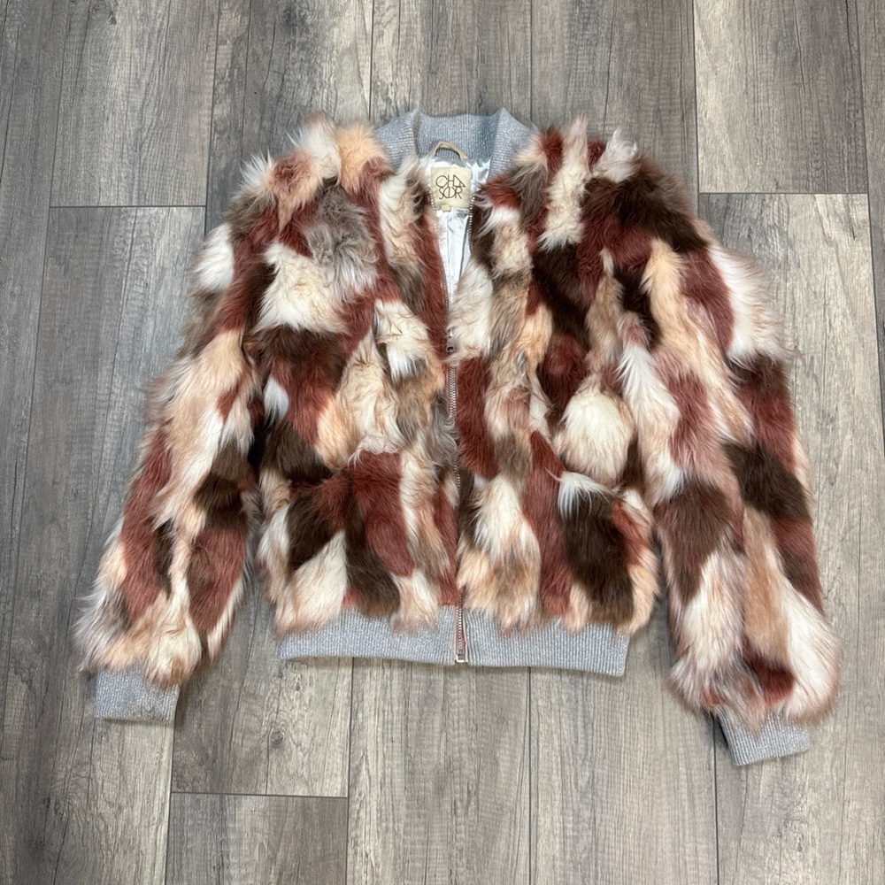 Chaser Multicolor Faux Fur Bomber Jacket